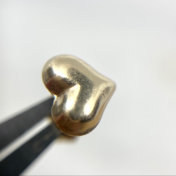 14K Yellow Gold Small Puffed Heart Earrings ❤️ - Picture 2 of 7